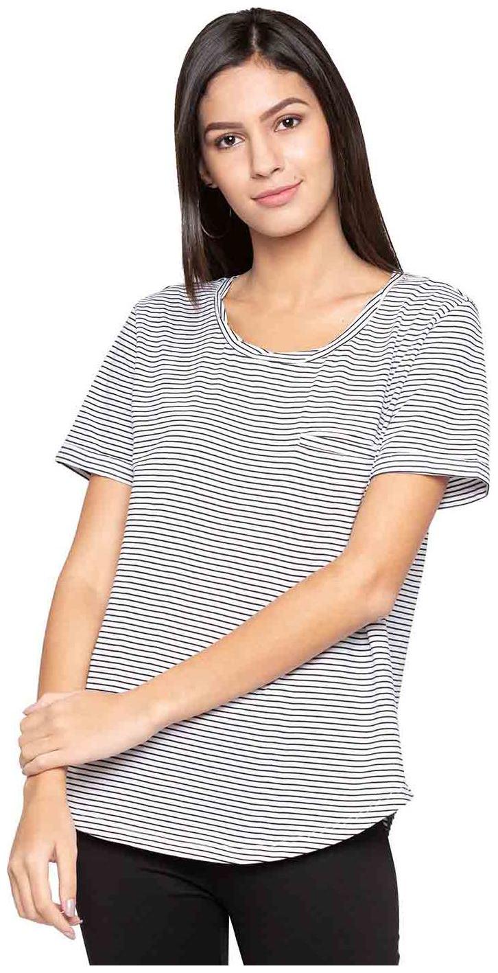 

Globus Women Grey Regular fit U neck Cotton T shirt