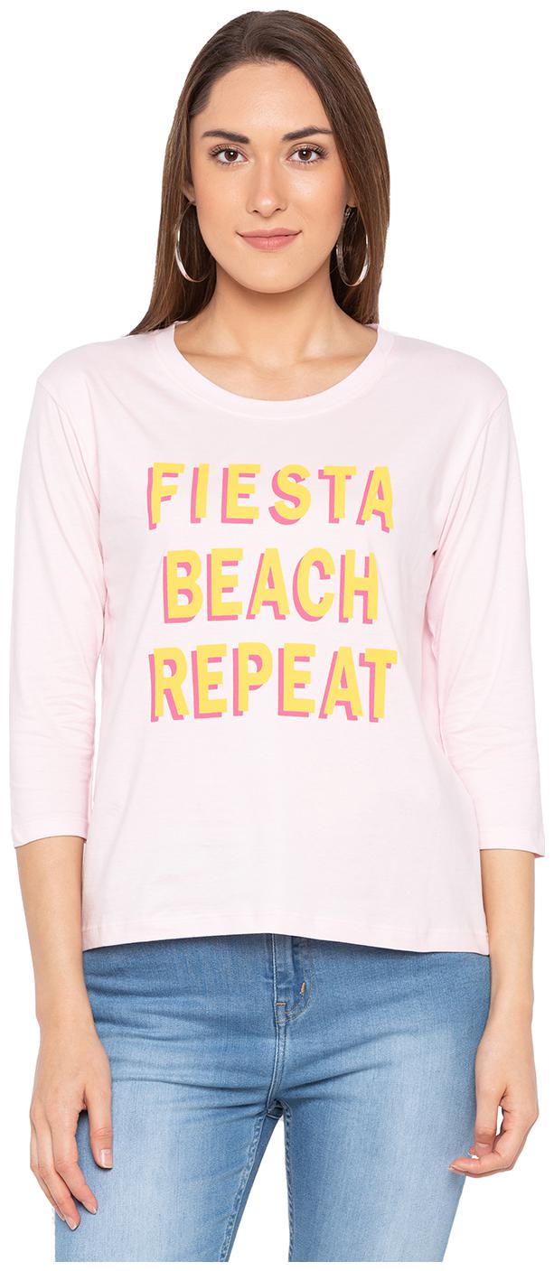 

Globus Women Pink Regular fit Round neck Cotton T shirt