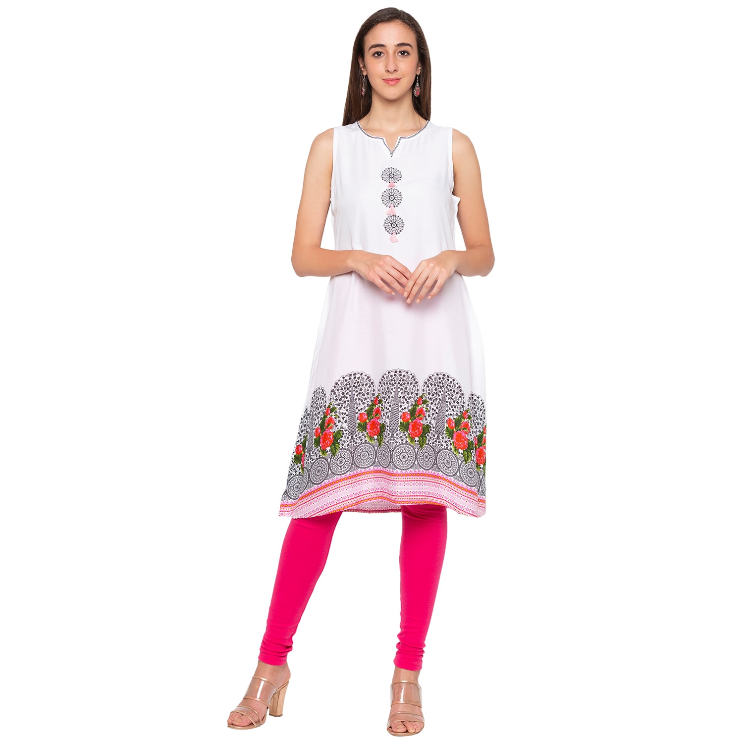 

Globus Viscose Rayon Printed White Color Kurta For Women