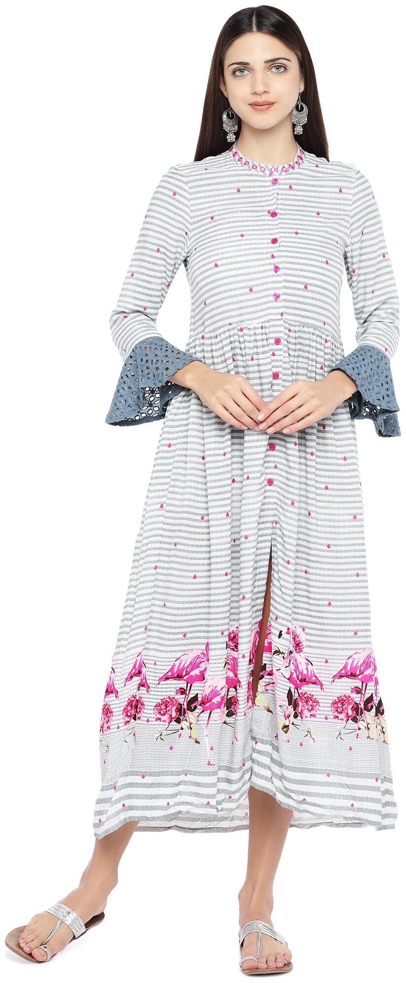 

Globus Grey Striped Fit flare dress