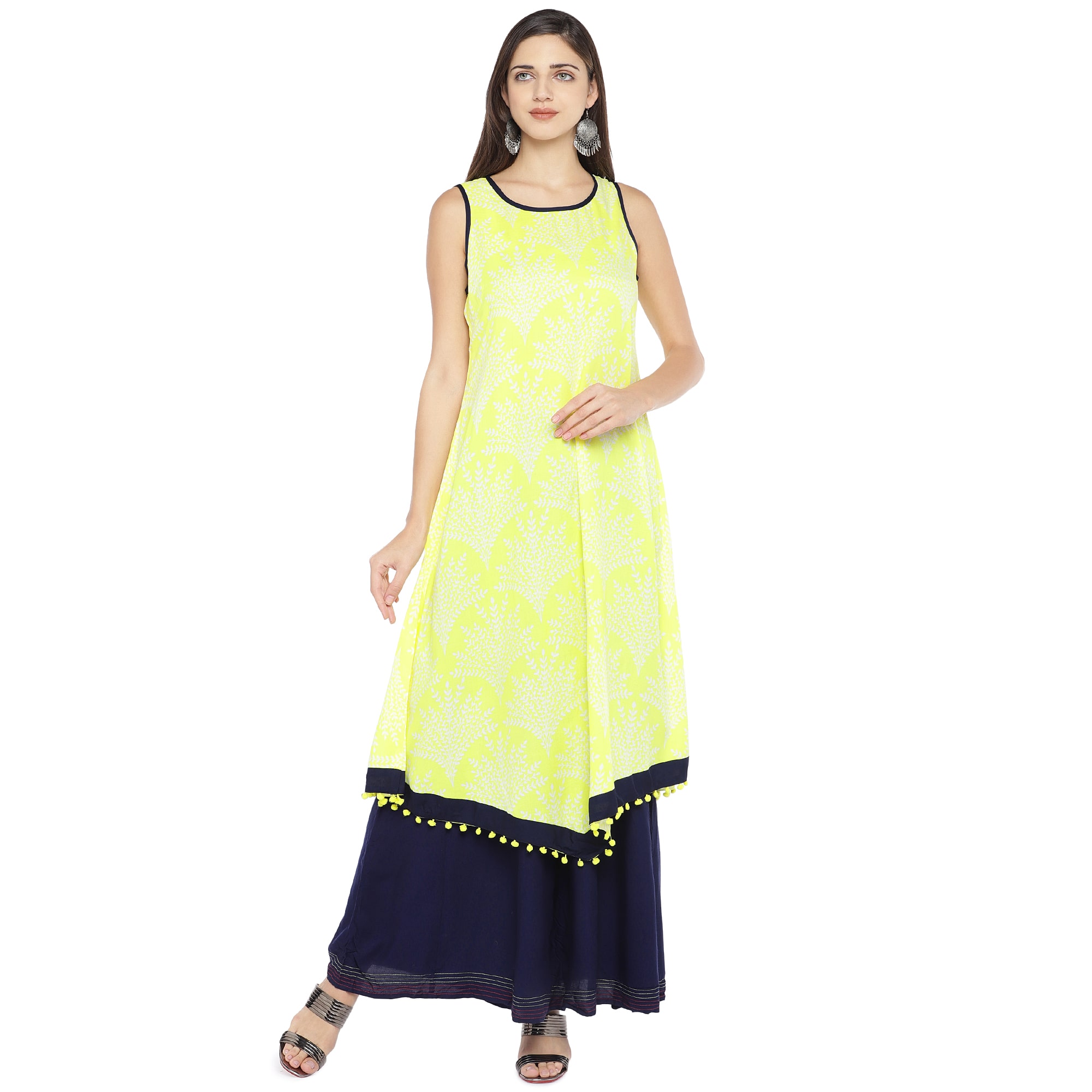 

Globus Viscose Rayon Printed Yellow Color Kurta For Women