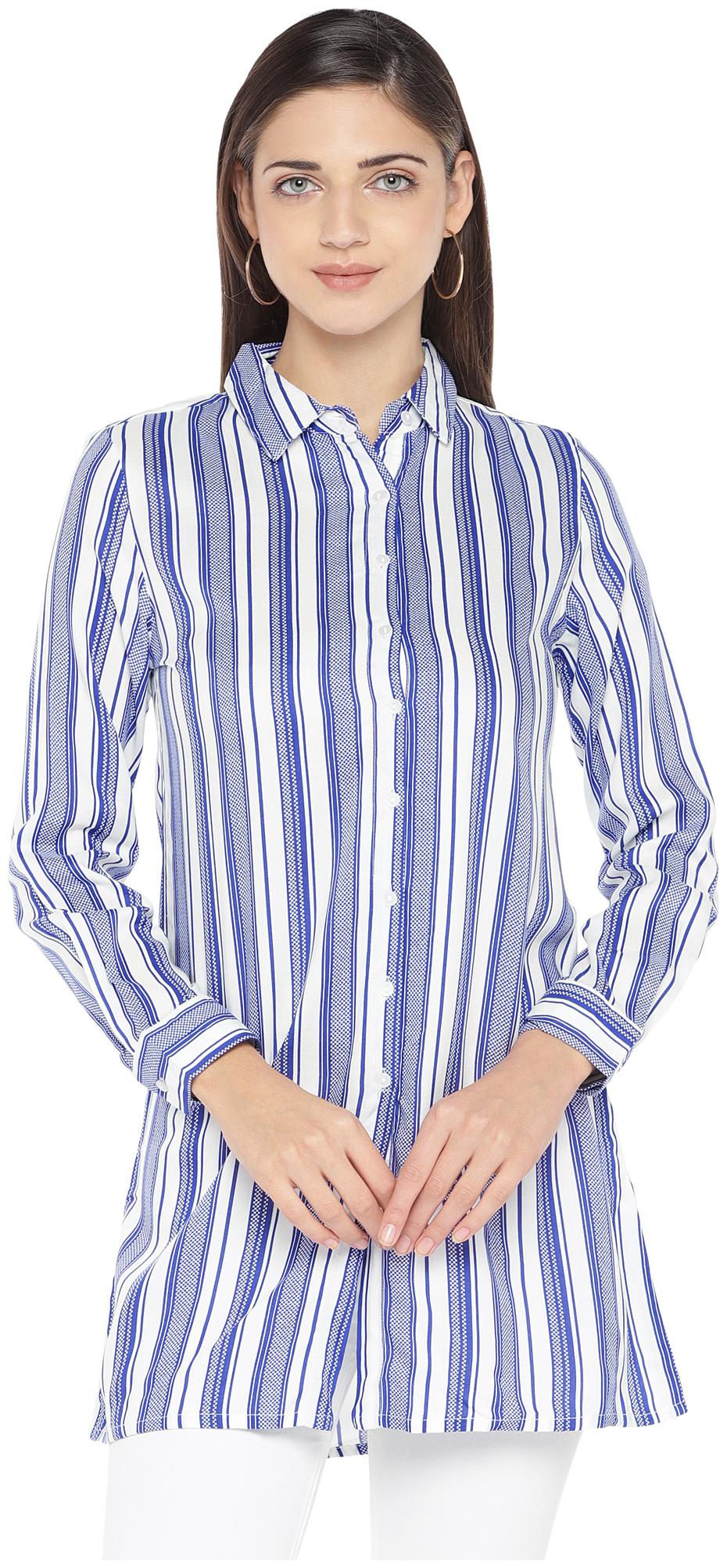 

Globus Women Blue Striped Regular Fit Shirt