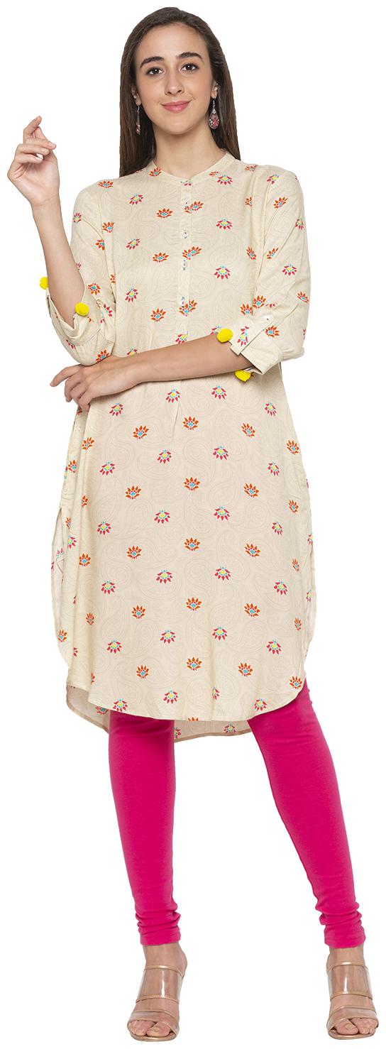 

Globus Viscose Rayon Printed Beige Color Kurta For Women