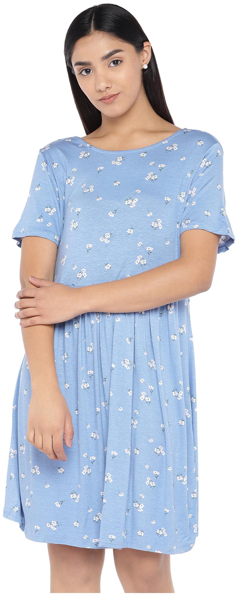 

Globus Viscose Rayon Printed Blue Color A Line Dress For Women