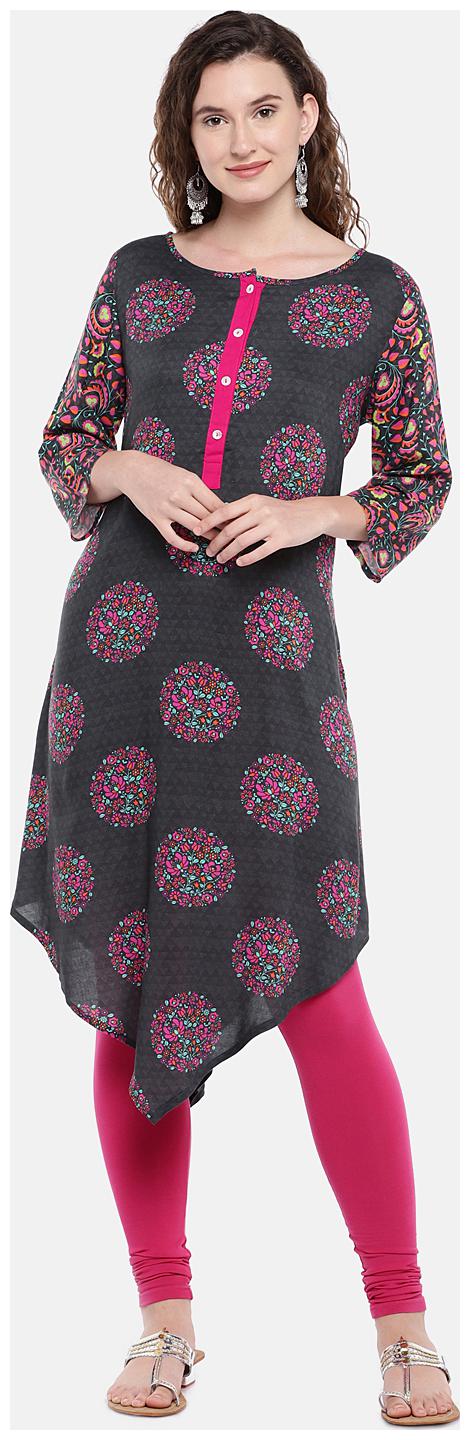 

Globus Viscose Printed Women Kurta - Grey