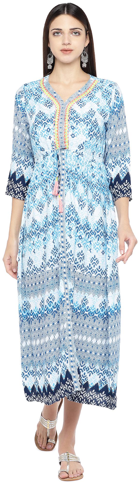 

Globus Blue Printed Fit flare dress