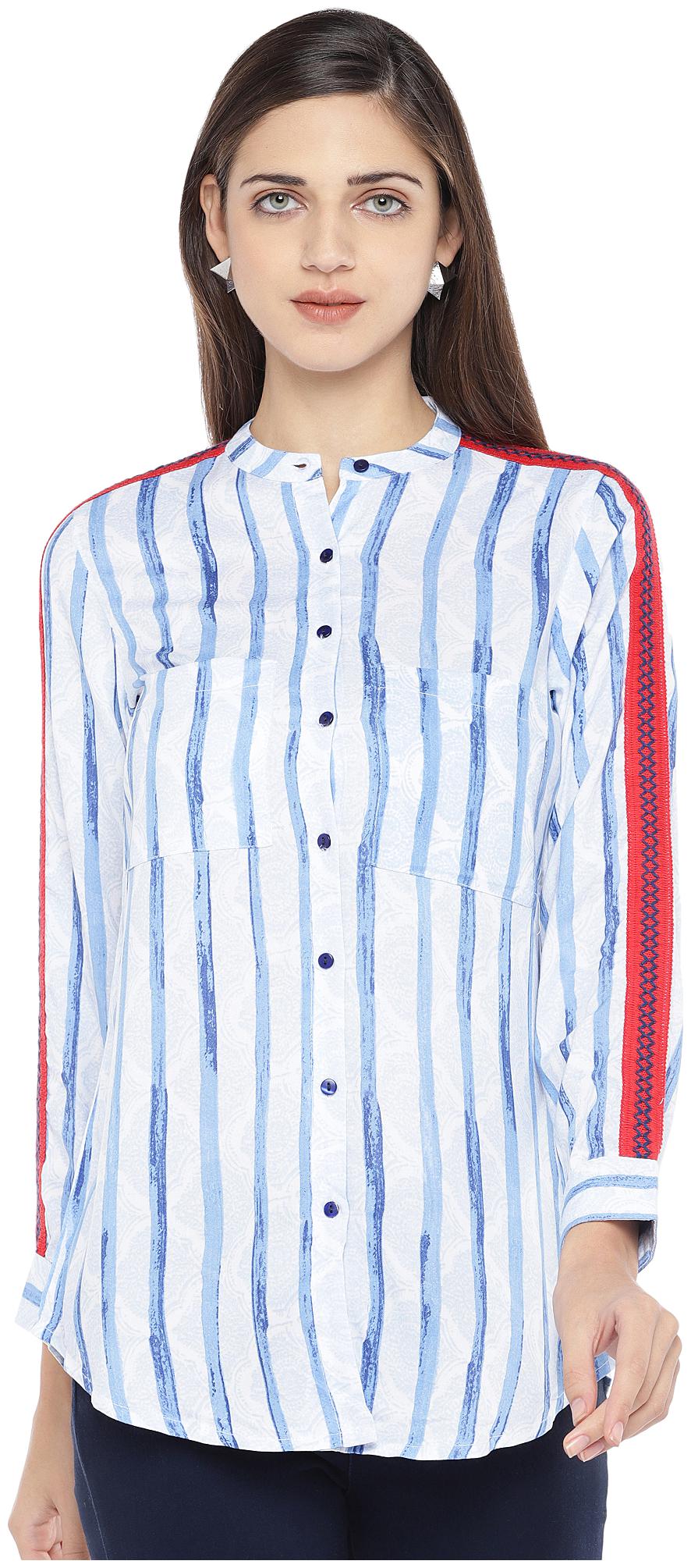 

Globus Women Blue Striped Regular Fit Shirt