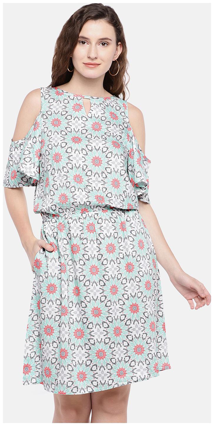 

Globus Green Printed A-line dress
