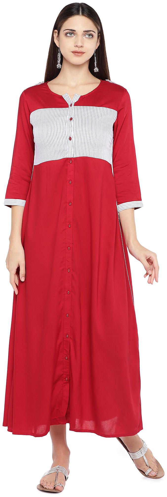 

Globus Red Striped Empire dress