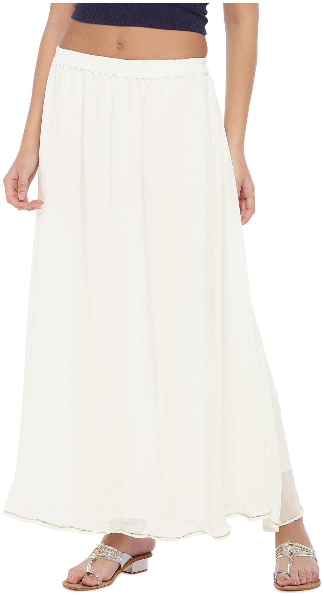 

Globus Solid Flared skirt Maxi Skirt - White