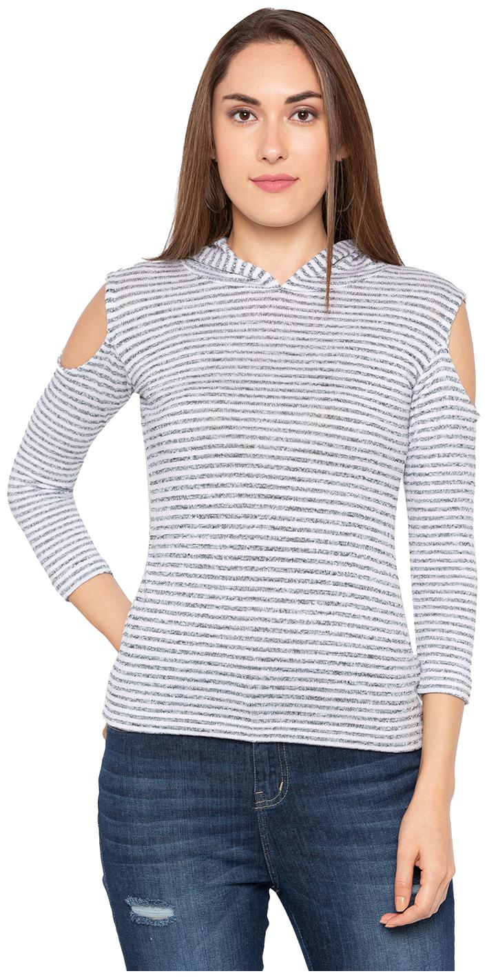 

Globus Women Striped Regular top - White Grey