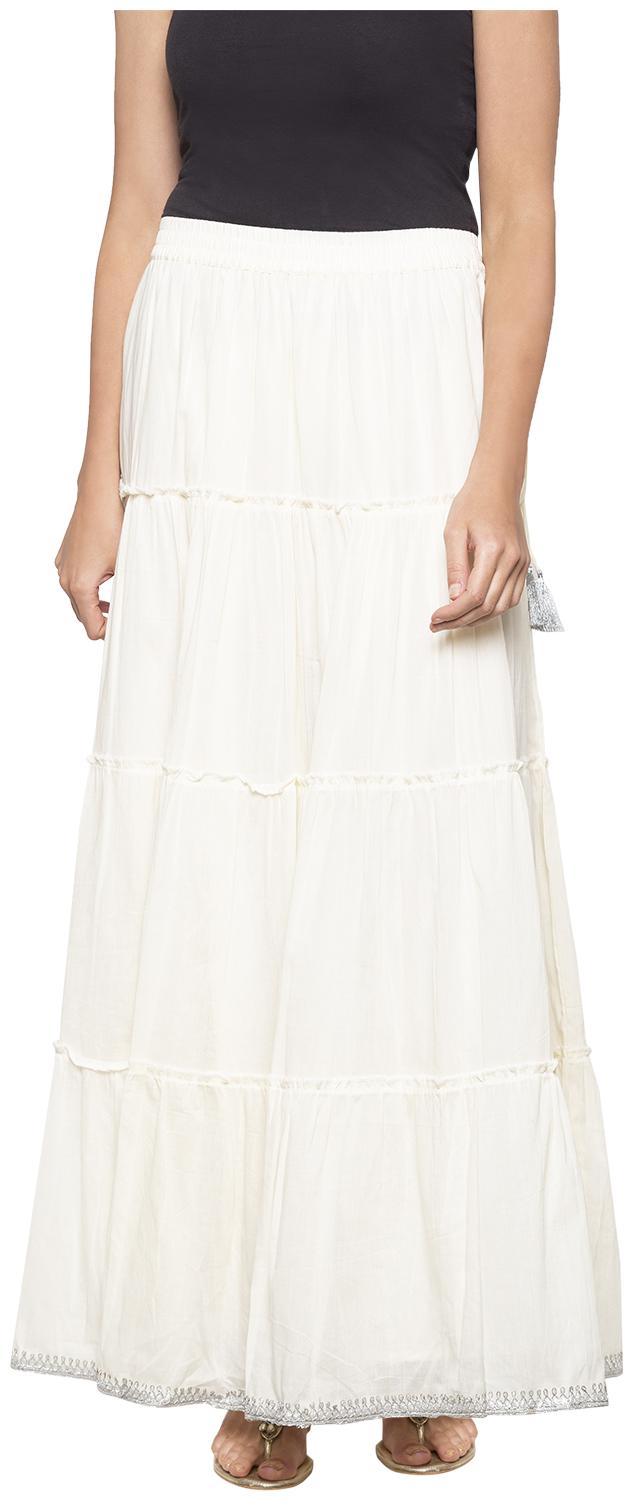 

Globus Solid A-line skirt Maxi Skirt - White
