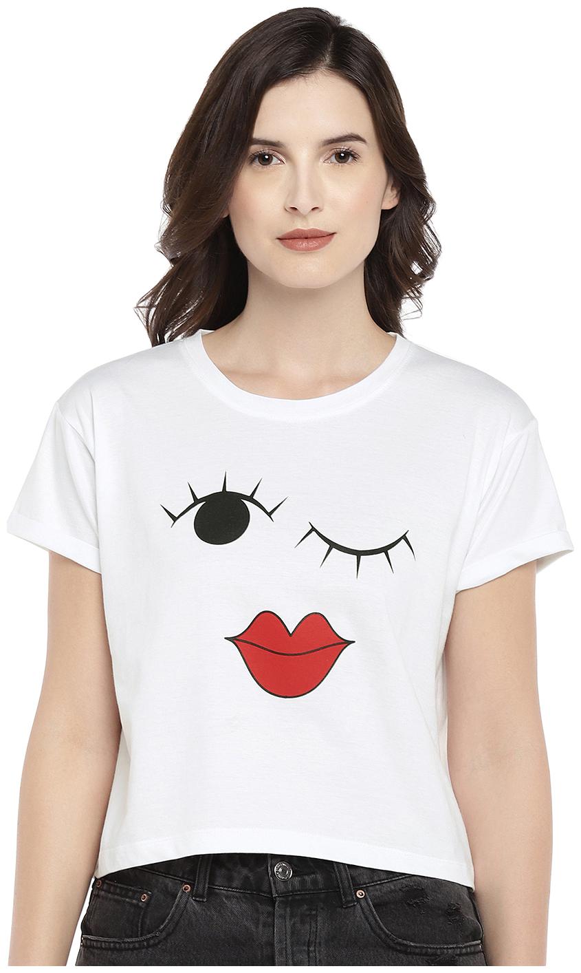 

Globus Women White Regular fit Round neck Cotton T shirt