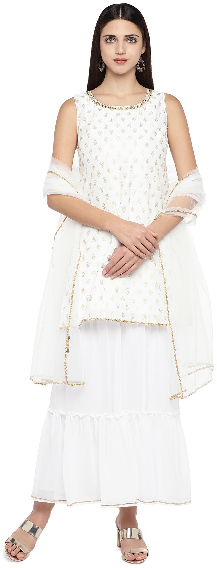 

Globus Women White Printed Straight Kurta