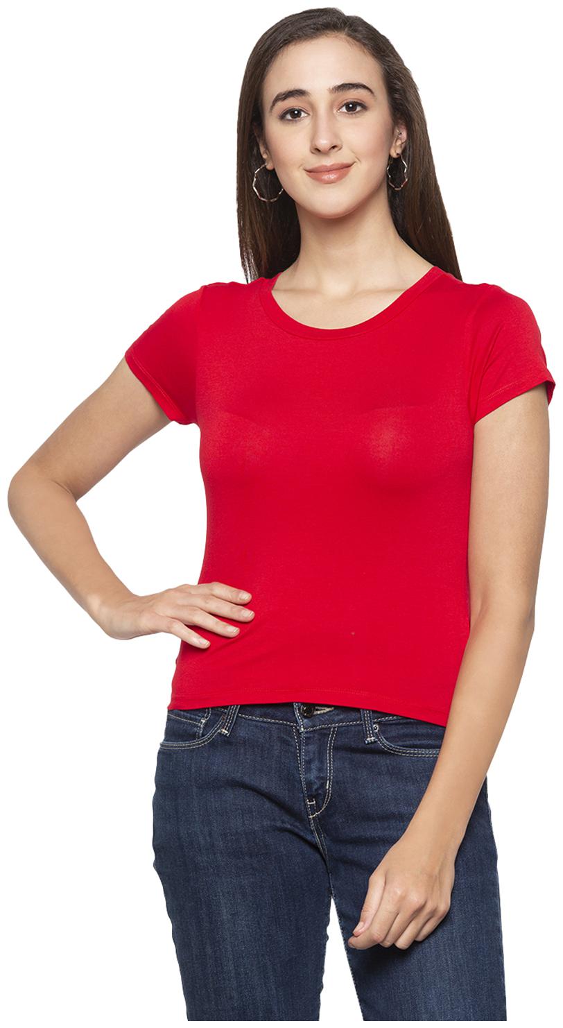 

Globus Women Red Regular fit Round neck Cotton T shirt
