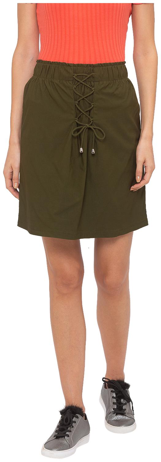 

Globus Women Polyester Solid Olive Straight Skirt