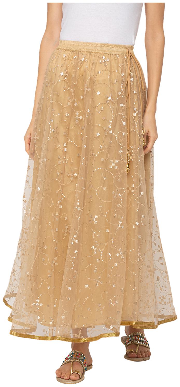 

Globus Embellished Flared skirt Maxi Skirt - Gold