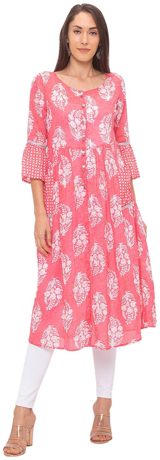 

Globus Women Pink Floral Anarkali Kurta