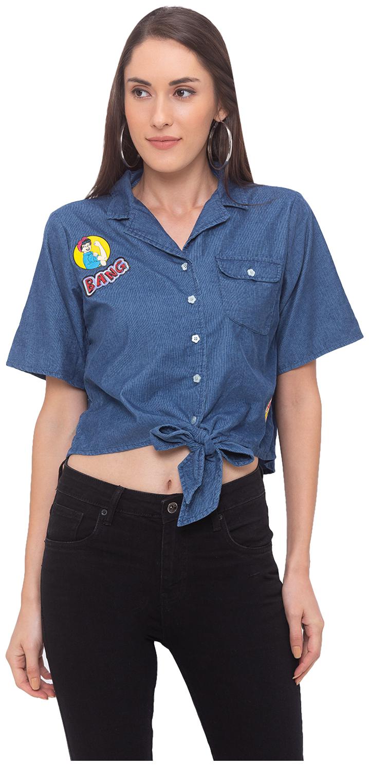

Globus Women Blue Solid Regular Fit Shirt