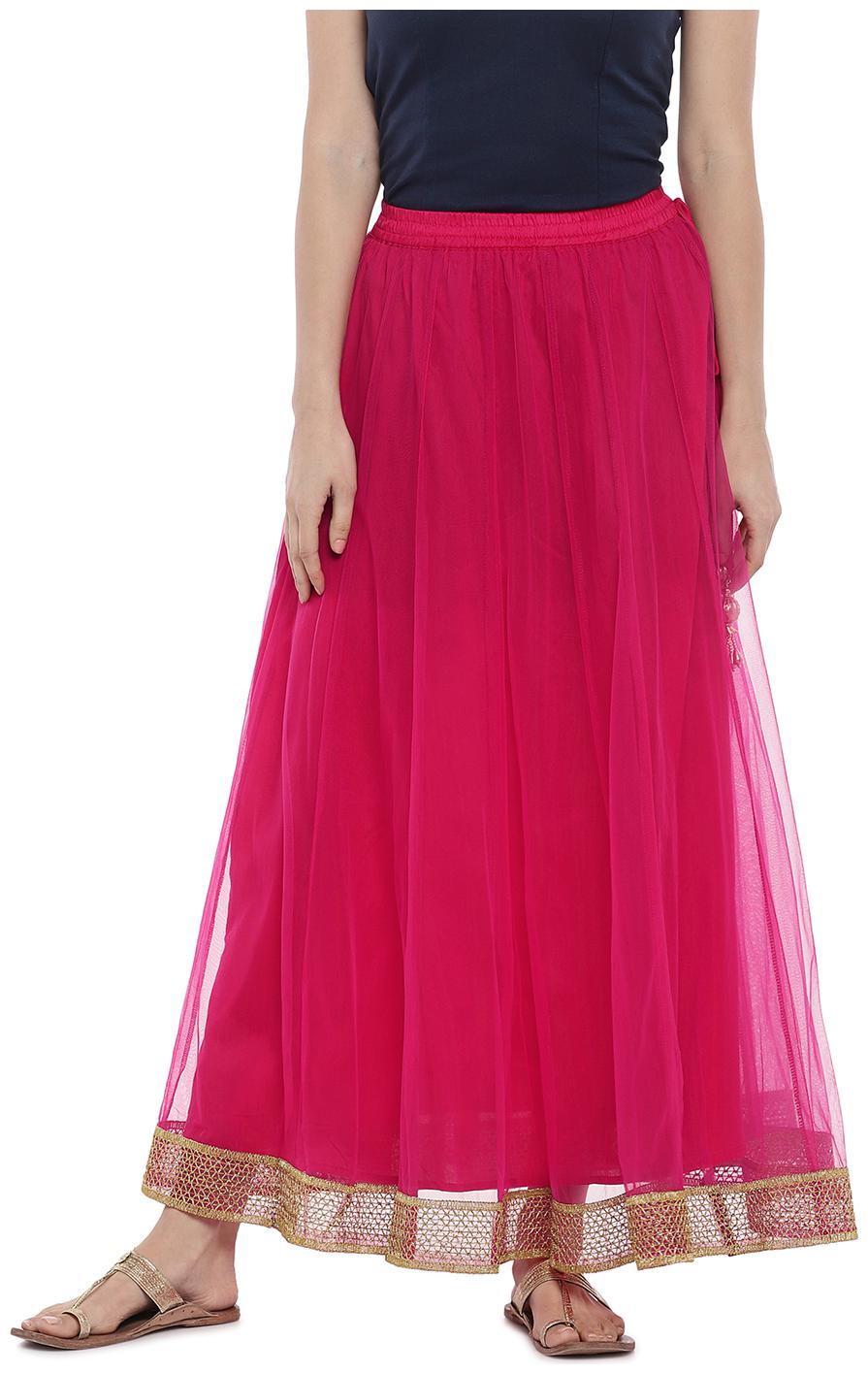 

Globus Solid Flared skirt Maxi Skirt - Pink