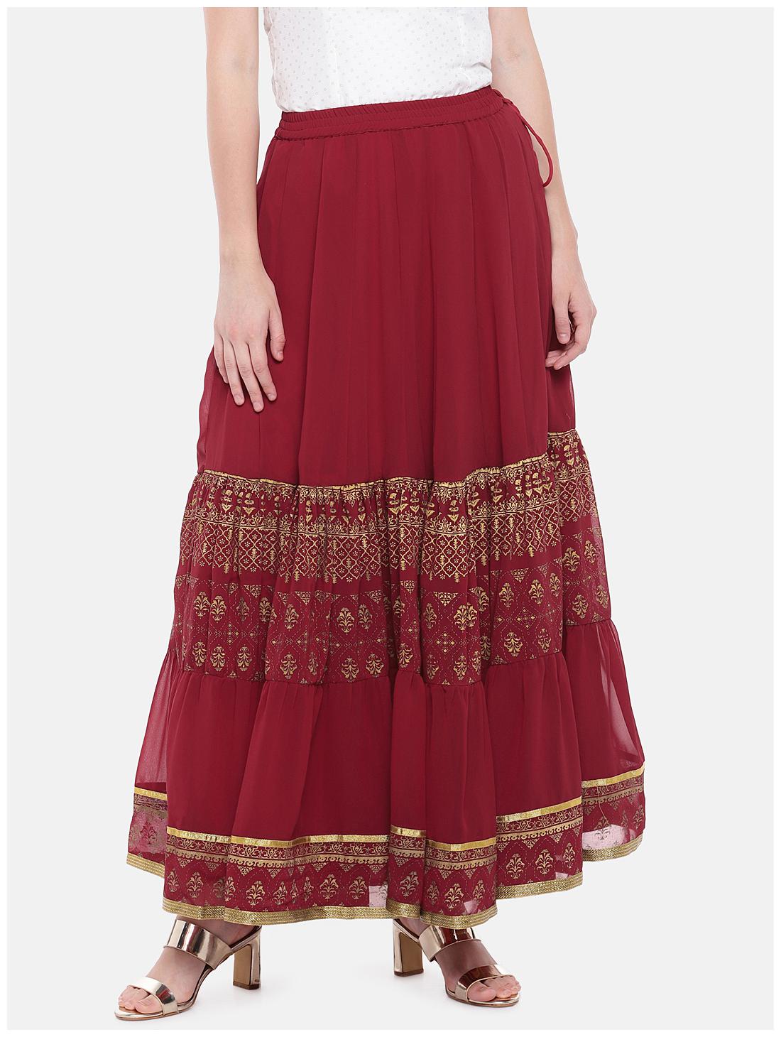 

Globus Printed A-line skirt Maxi Skirt - Maroon