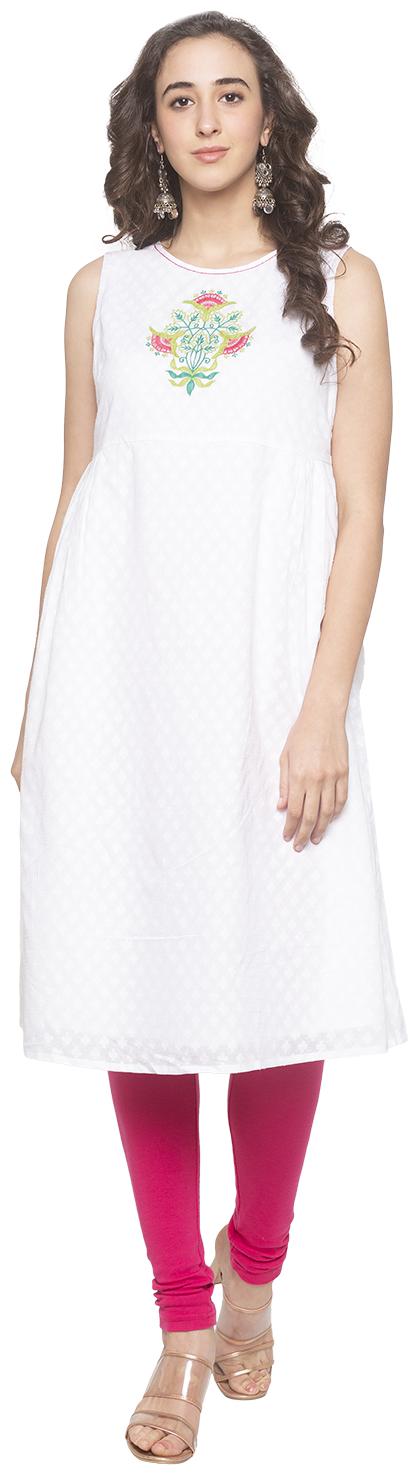 

Globus Women Cotton Embroidered White Kurta