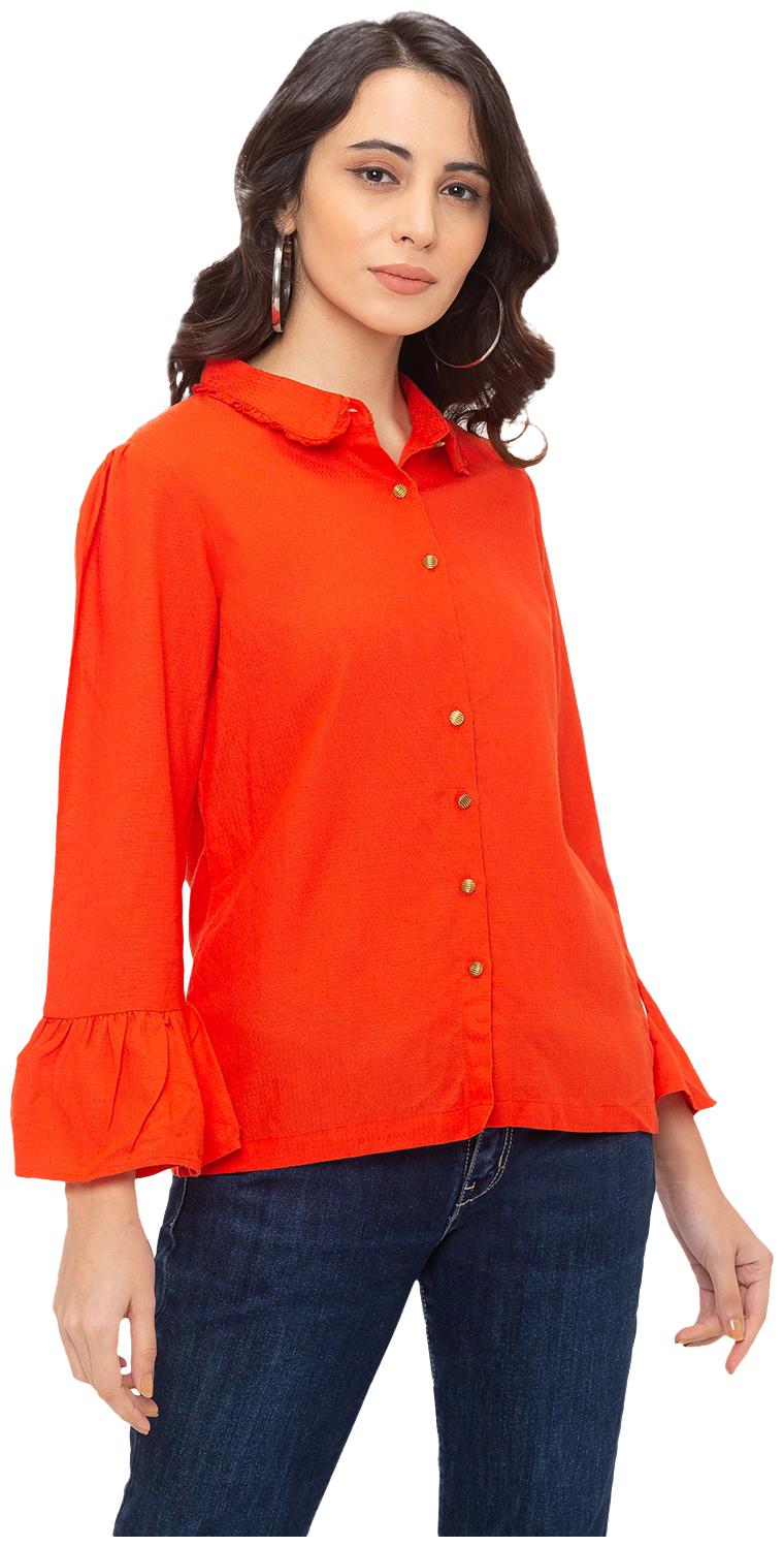 

Globus Women Orange Solid Regular Fit Shirt