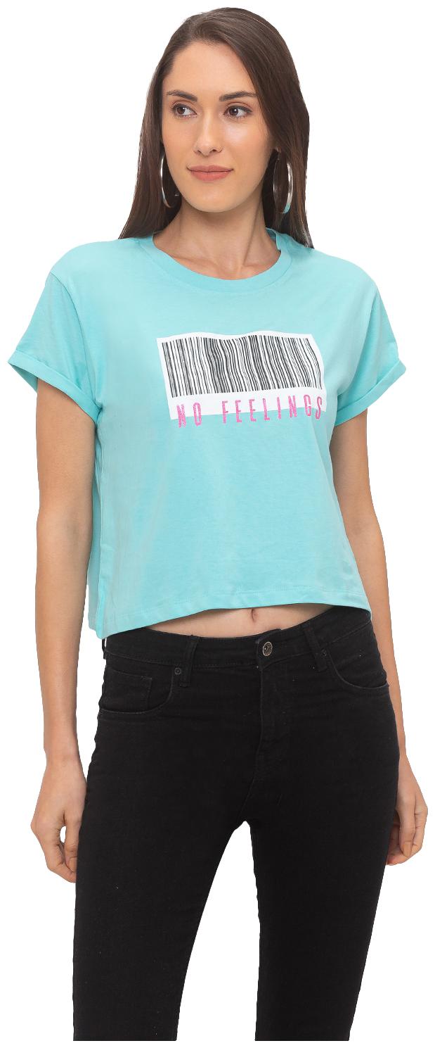 

Globus Women Blue Regular fit Round neck Cotton T shirt