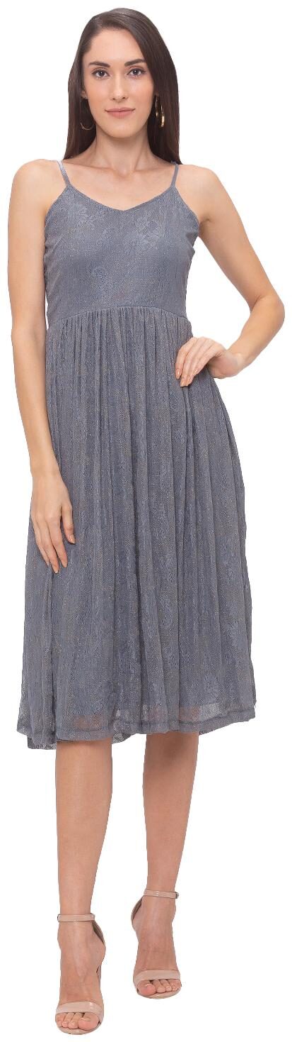 

Globus Grey Self design Fit flare dress