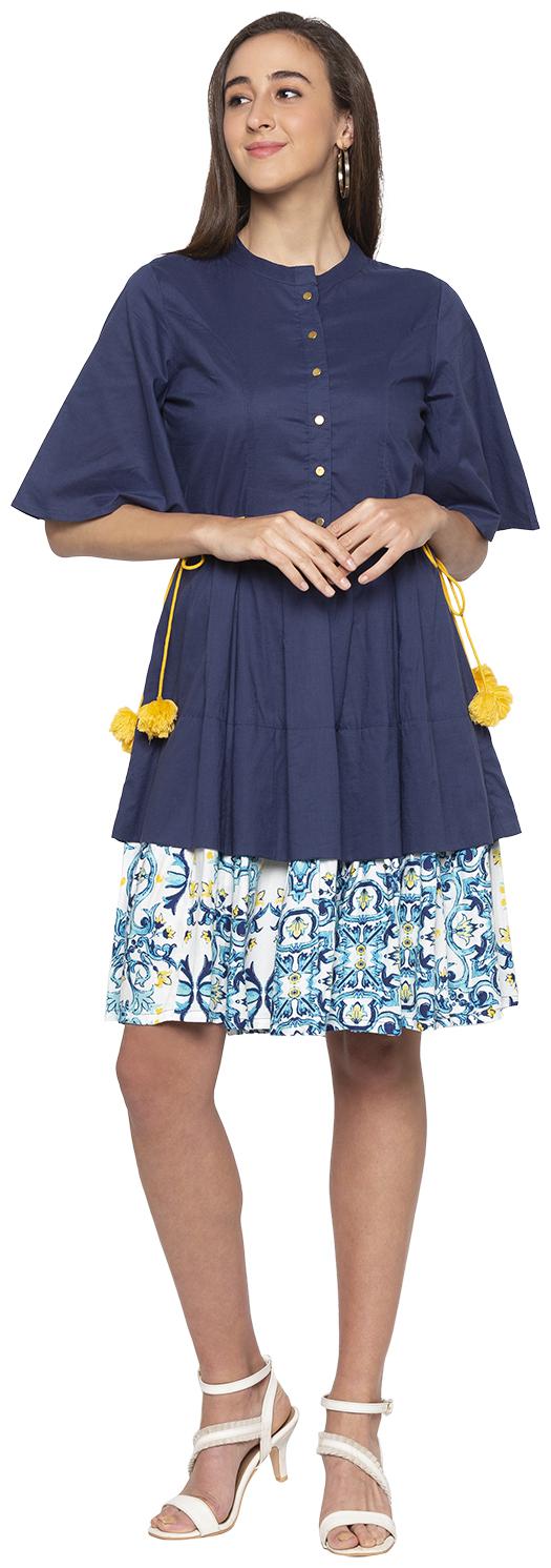 

Globus Navy Solid Fit flare dress