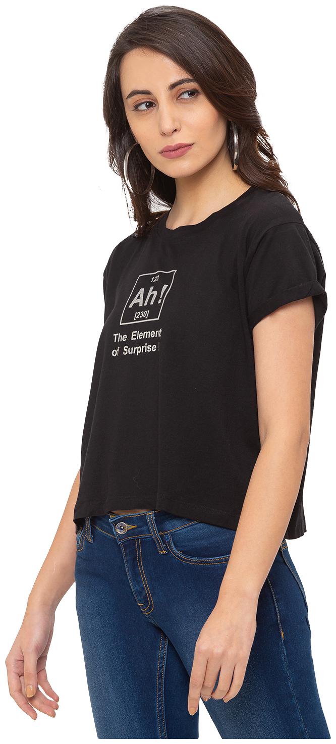 

Globus Women Black Regular fit Round neck Cotton T shirt
