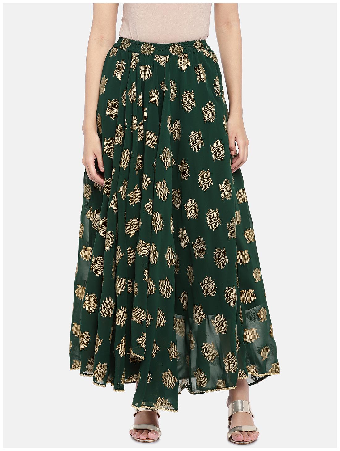 

Globus Printed A-line skirt Maxi Skirt - Green