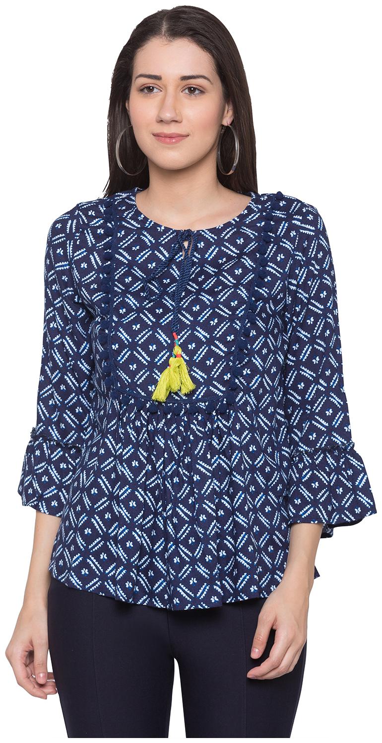 

Globus Women Viscose Rayon Regular Fit Regular Top (Navy Blue)