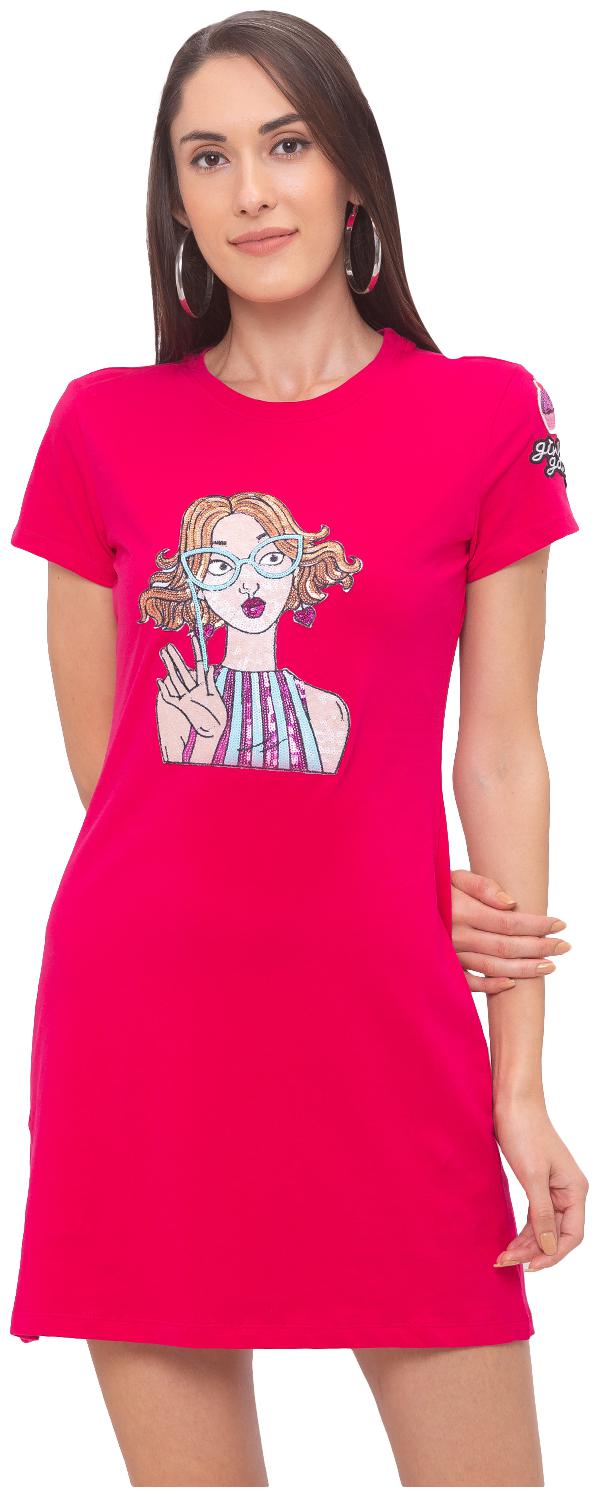 

Globus Pink Printed T shirt dress