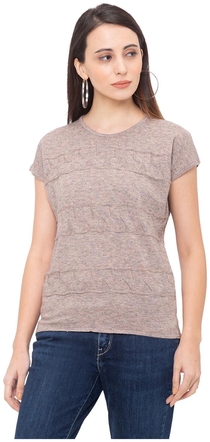 

Globus Women Brown Regular fit Round neck Cotton T shirt