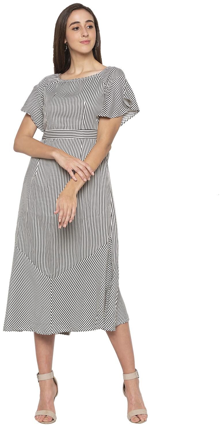 

Globus Black White Striped A-line dress