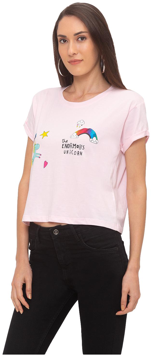 

Globus Women Pink Regular fit Round neck Cotton T shirt