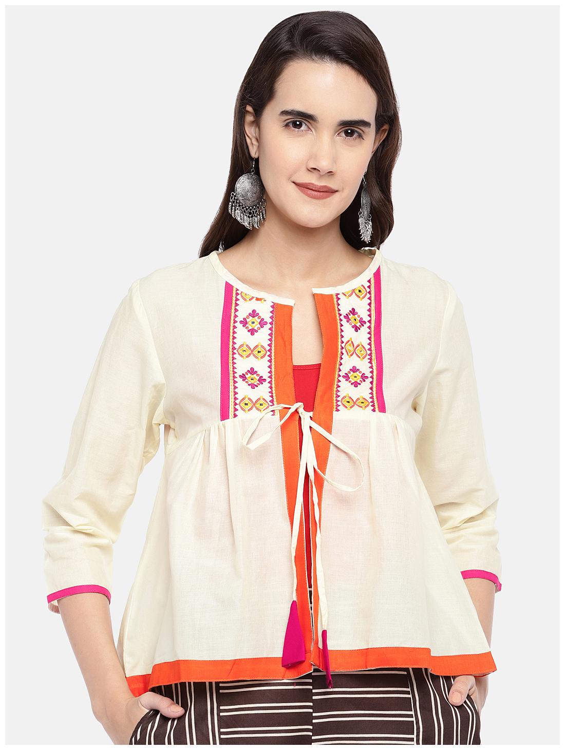

Globus Women Cotton Self Design Empire Beige