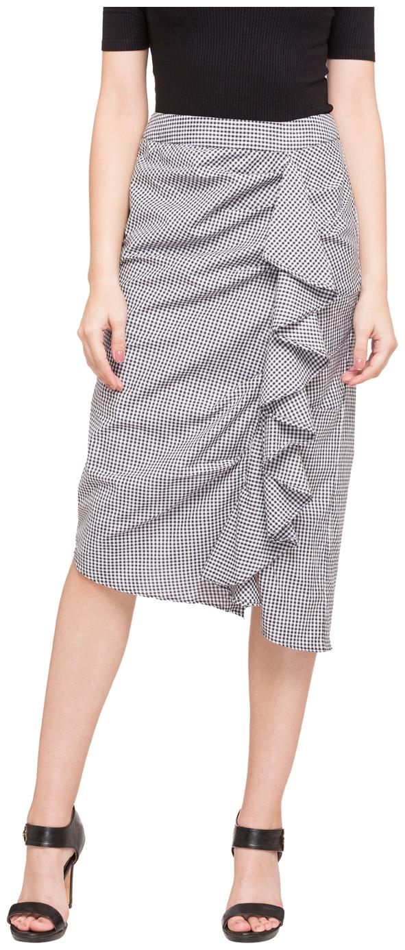 

Globus Checked Wrap skirt Midi Skirt - Black White