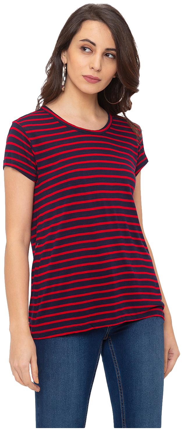

Globus Women Red Regular fit Round neck Cotton T shirt