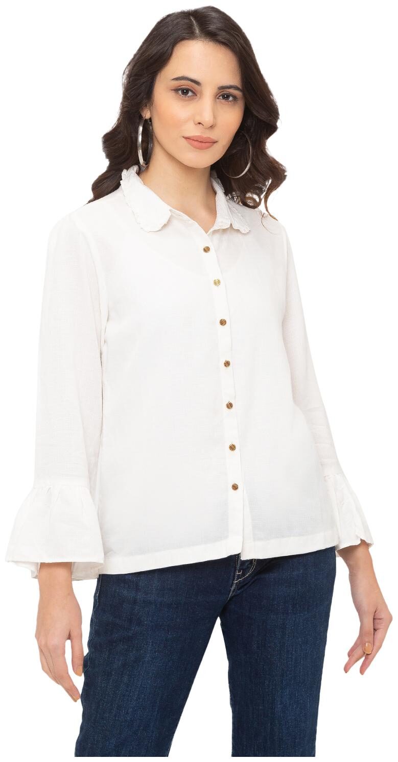 

Globus Women Cream Solid Regular Fit Shirt