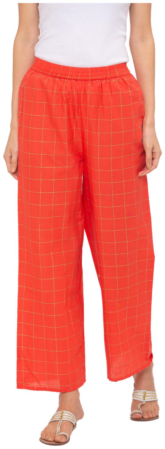 

Globus Women Cotton Checked Peach Regular