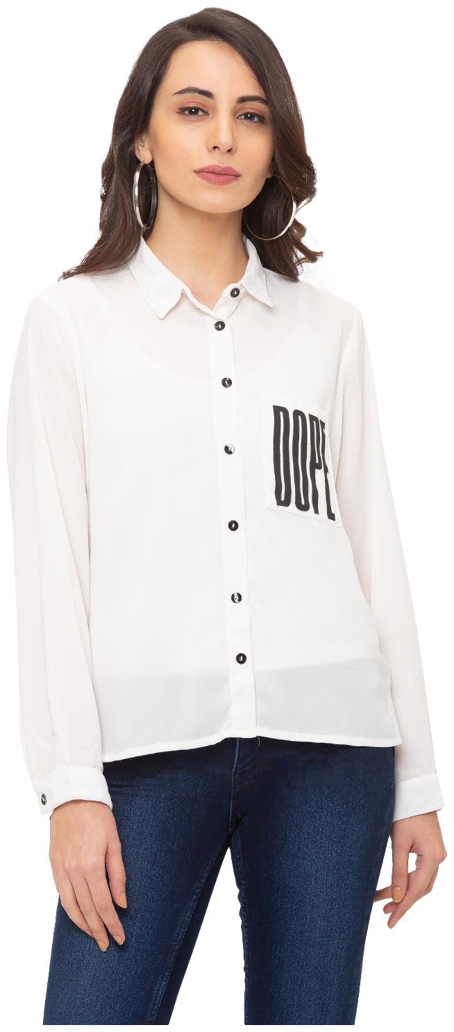 

Globus Women White Solid Regular Fit Shirt