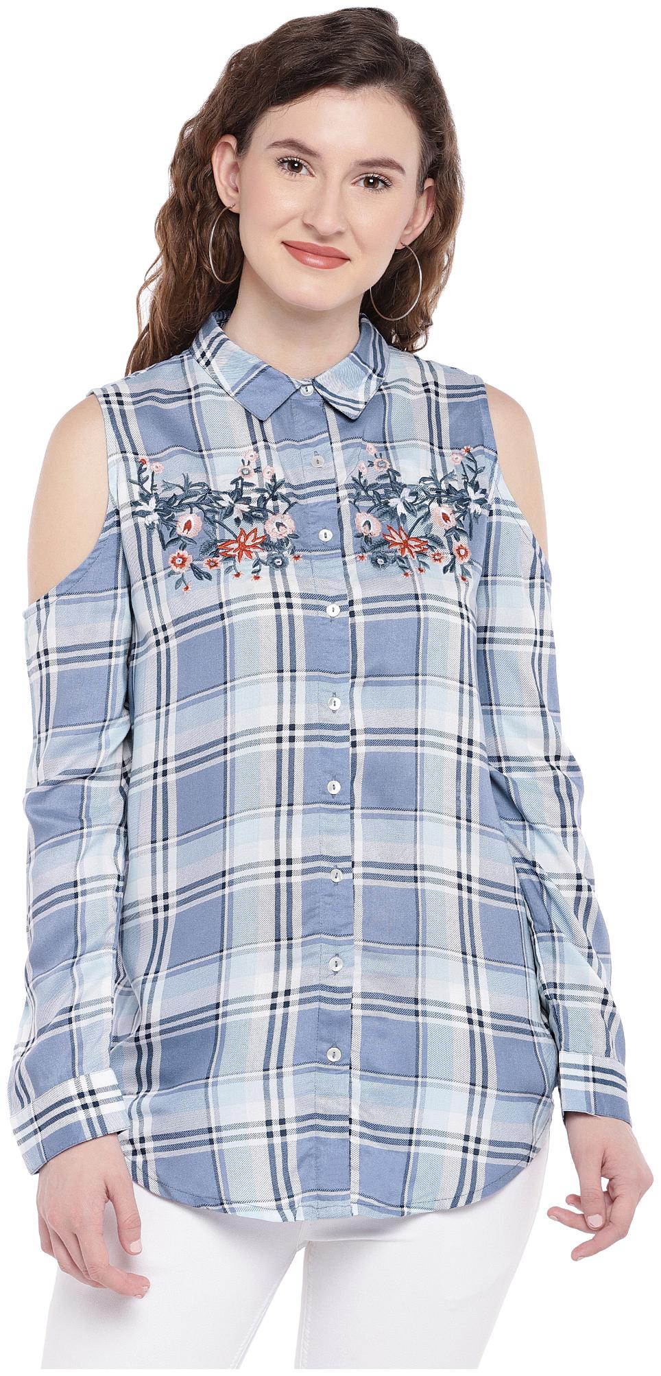 

Globus Women Blue Checked Regular Fit Shirt