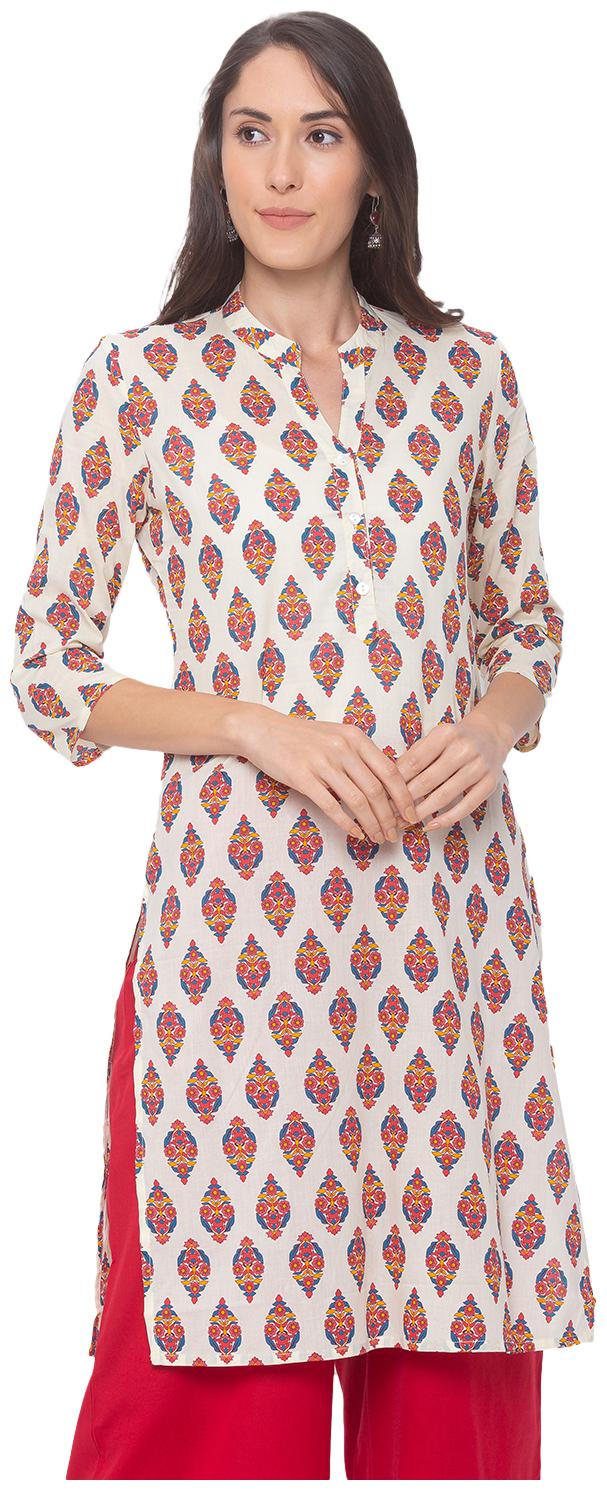 

Globus Women Cream Floral Straight Kurta