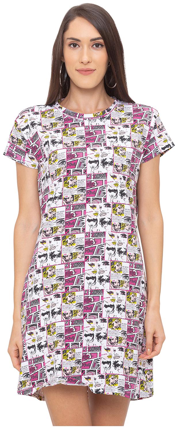 

Globus White Printed T shirt dress
