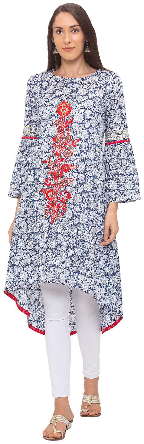 

Globus Women Cotton Regular Fit Kurta (Blue)
