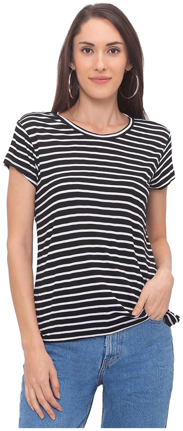

Globus Women Black Regular fit Round neck Cotton T shirt