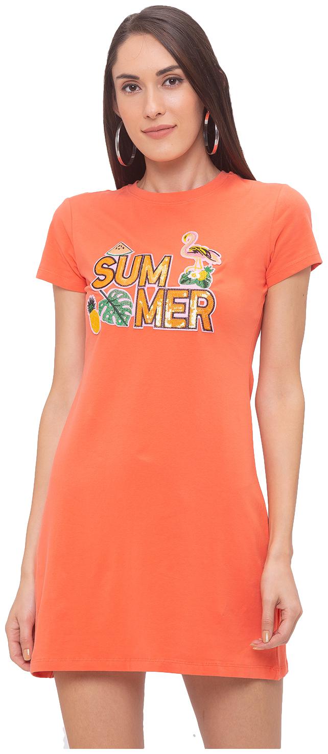 

Globus Orange Printed T shirt dress
