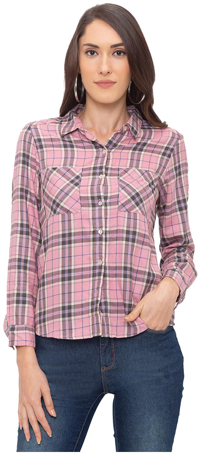 

Globus Women Pink Checked Regular Fit Shirt